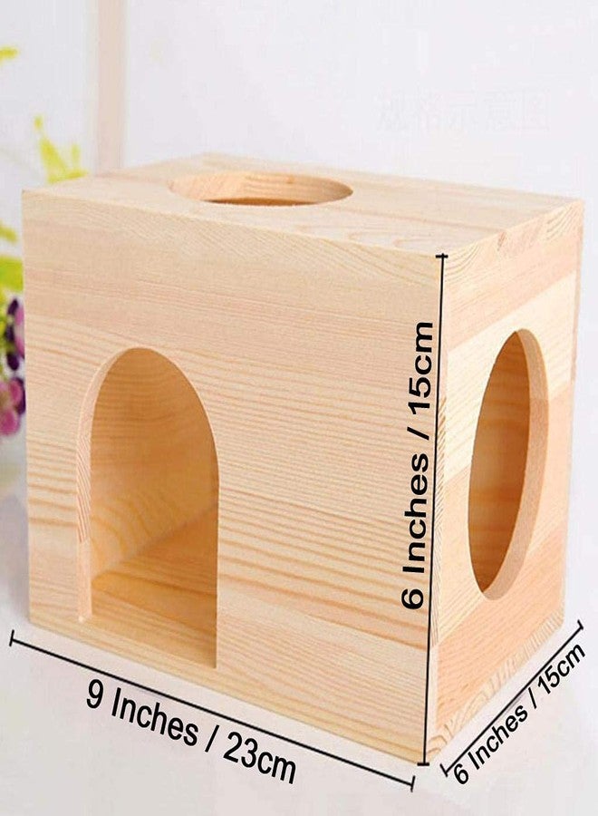 Western Era Wood HideHouse Hut Hammock Sleeping Cabin Cage Accessory Toy for Hamsters, Hedgehog, SugarGlider, Birds, Small Guinea Pig, Small Rabbit - Image 2